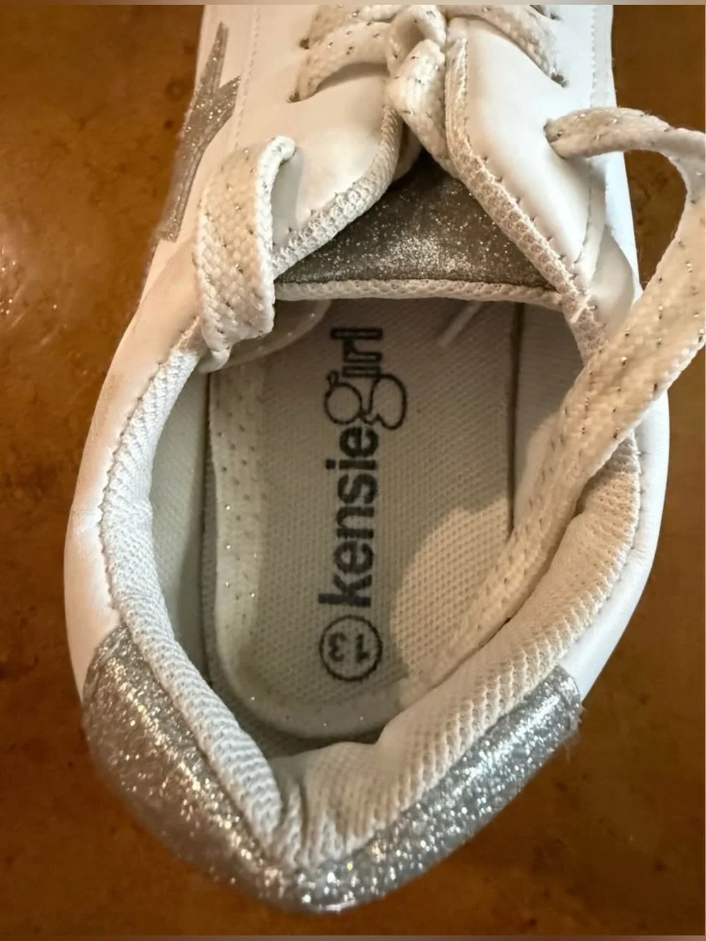 Kensie Girl White Sneakers with Silver Glitter Star